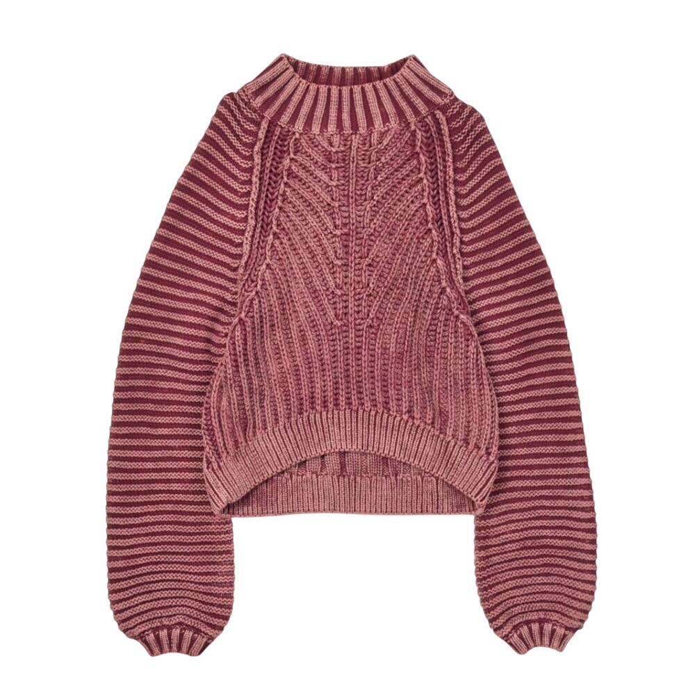 Free People Sweetheart Burgundy Red Mockneck Sweater S